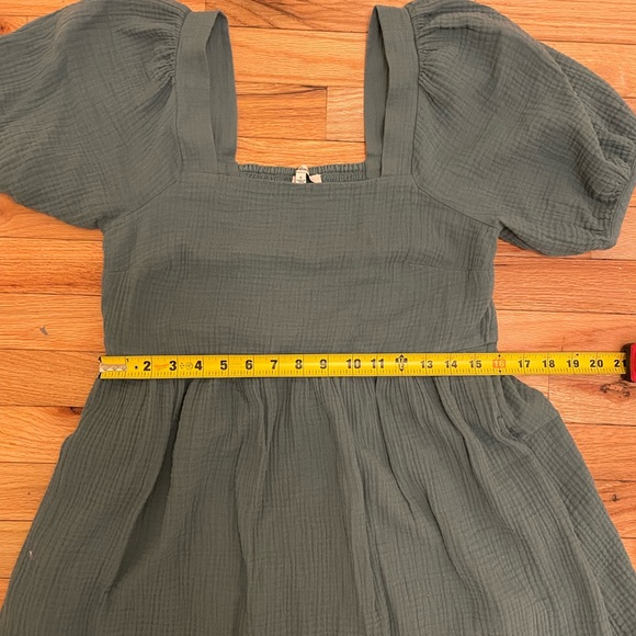 Madewell Lightspun Square Neck Puff Sleeve Dress - Picture 12 of 13